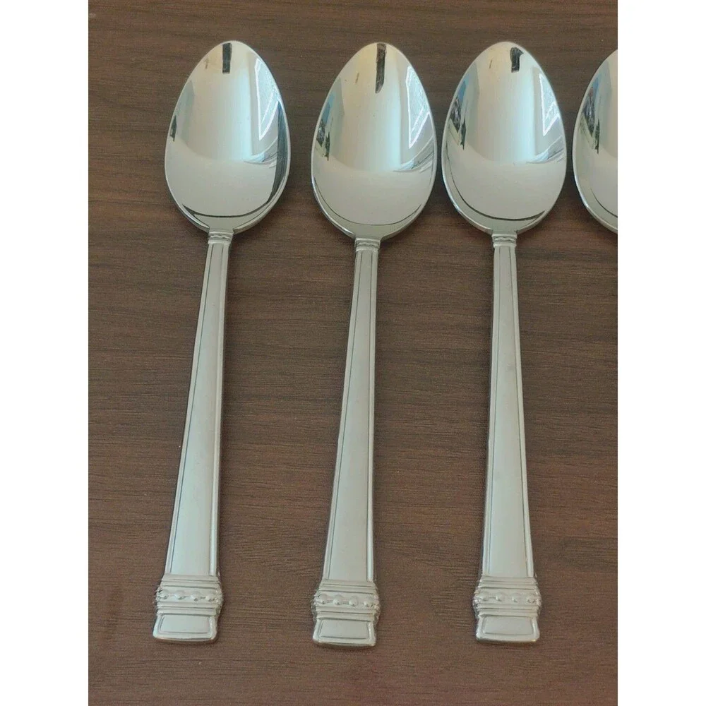 6 Lenox Hancock Frosted Teaspoon Stainless Millenium Flatware 18/8 Korea